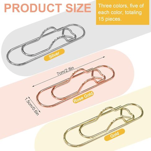 15 Pcs Metal Pen Clips for Notebooks, Gold Silver Rose Gold Pen Holder Clips for Papers Planners Journals, Slim Portable Pencil Clip Accessories in Kuwait