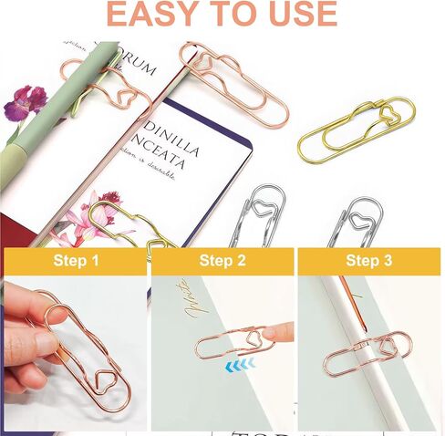 15 Pcs Metal Pen Clips for Notebooks, Gold Silver Rose Gold Pen Holder Clips for Papers Planners Journals, Slim Portable Pencil Clip Accessories in Kuwait