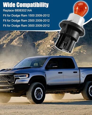 Turn Signal Light Socket Holder with Lamp Bulb and Wiring Harness Compatible with Dodge Ram 1500 2500 3500 2009 2010 2011 2012 Replace 68083021AA, 2Pcs in Saudi Arabia