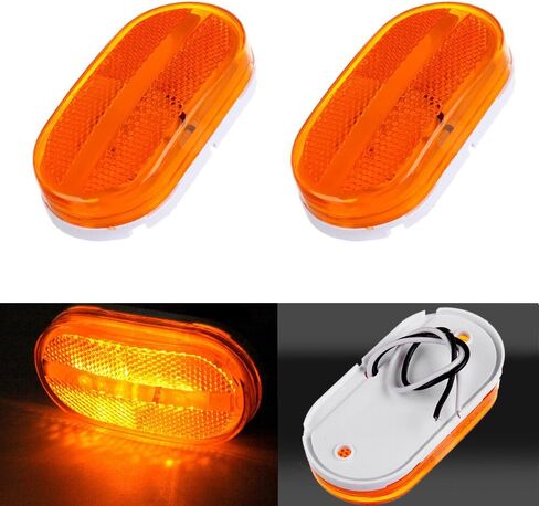 2 × مستطيل 4 بوصة LED مقطورة RV العربة أضواء التخليص الجانبية العنبر 6 الثنائيات ث / عدسة عاكسة سطح جبل عاكس مستطيل أضواء علامة الشاحنة الأمامية الخلفية RV العربة in Saudi Arabia