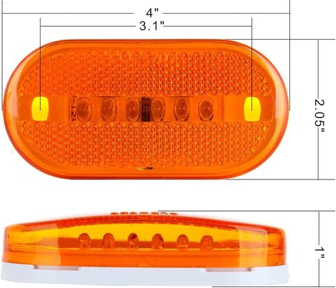 2 × مستطيل 4 بوصة LED مقطورة RV العربة أضواء التخليص الجانبية العنبر 6 الثنائيات ث / عدسة عاكسة سطح جبل عاكس مستطيل أضواء علامة الشاحنة الأمامية الخلفية RV العربة in Saudi Arabia