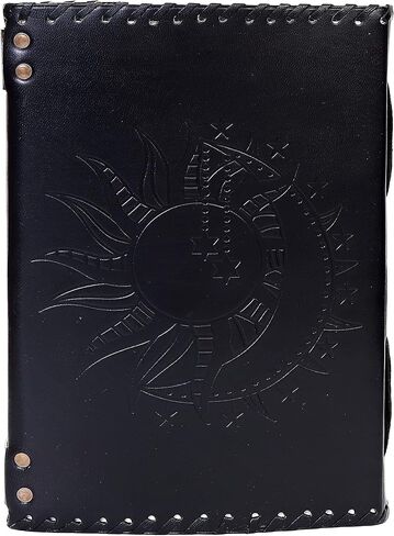 Sun & Moon Emboss journal, 240 Pages journal, Vintage Journal, Sun moon Journal, Leather Sketchbook, Leather Notebook, Leather Journal for Men, Leather Journal for Women (10 x 7 Inch, Black) in Kuwait