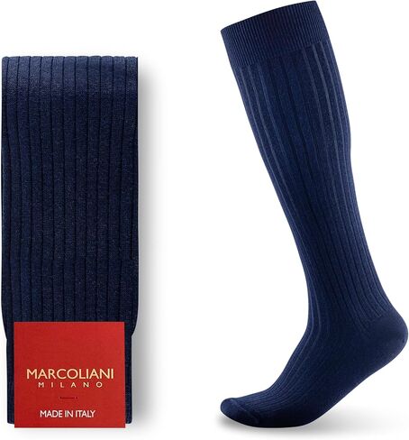 Marcoliani Milano Mens Over The Calf Ribbed Extrafine Merino Dress Socks in Kuwait