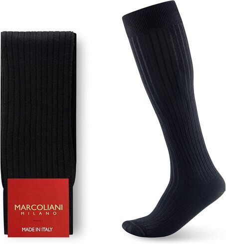 Marcoliani Milano Mens Over The Calf Ribbed Extrafine Merino Dress Socks in Kuwait