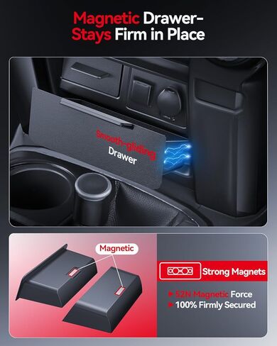 For Toyota 4Runner 2014-2024 Console Console Storage Magnetic Design Slides Smoothly Drawer - [Thickened ABS Material][Easy To Install& 100% Stable] - Cubby Storage Box with Silent Flocking Felt in Saudi Arabia