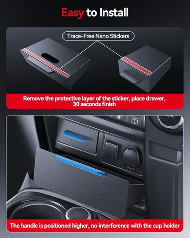 For Toyota 4Runner 2014-2024 Console Console Storage Magnetic Design Slides Smoothly Drawer - [Thickened ABS Material][Easy To Install& 100% Stable] - Cubby Storage Box with Silent Flocking Felt in Saudi Arabia