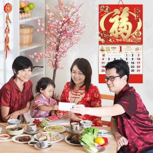 Chinese Calendar 2026 Year of The Horse Wall Calendar Chinese Traditional Calendar Chinese New Year Decoration for Home Restaurant Office and Wall in Kuwait