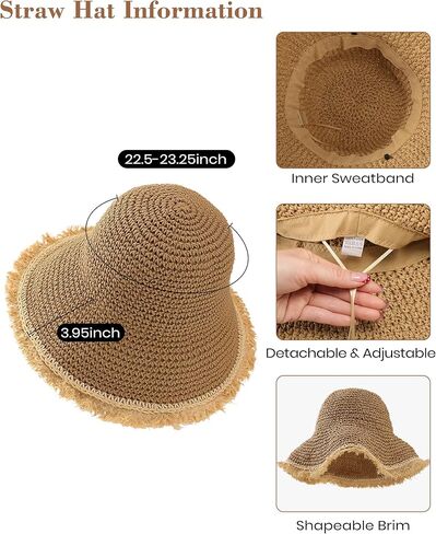 حقائب الشاطئ للنساء ومجموعة قبعات الشمس، حقيبة يد كروشيه مصنوعة يدويًا لقضاء عطلة الصيف، قبعة الشاطئ حماية من الأشعة فوق البنفسجية 50+، مثالية للسفر في الصيف وأيام الشاطئ باللون الأخضر in Kuwait