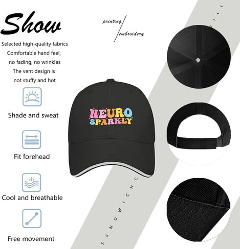 Neuro Sparkly caps Women's Hats & caps Mens Sun hat Gifts for Dad Sun Hats AllBlack in Kuwait