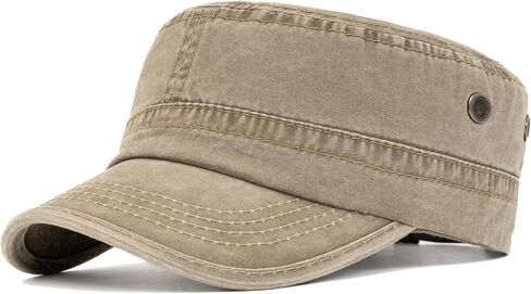 Military Cadet Army Cap for Men Women-Washed Cotton Vintage Adjustable Flat Top Baseball Hat in Saudi Arabia
