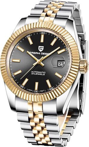 Pagani Design Men's Automatic Watch Japan NH35 Automatic Movement, 42mm Sapphire Crystal 316L Stainless Steel Homage Watch, 100M Water Resistant Fluted Bezel Luminous Calendar in Saudi Arabia