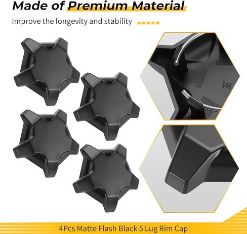 M MATI 4PCS Matte Flash Black 5 Lug Rim Cap for Polaris RZR Turbo Pro R 4 2022-2024 1523842-744 in Saudi Arabia