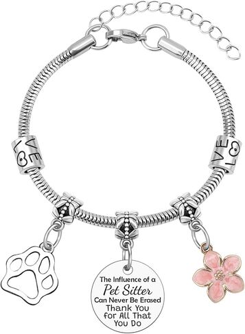 Sazuwu Pet Sitter Gifts for Women Bracelet Pet Sitter Thank You Gifts Dog Lovers Present Charm Bangle Coworker Farewell Christmas Birthday Present for Cat Owner Appreciation Jewelry in Saudi Arabia
