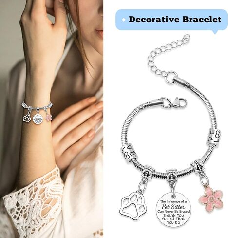 Sazuwu Pet Sitter Gifts for Women Bracelet Pet Sitter Thank You Gifts Dog Lovers Present Charm Bangle Coworker Farewell Christmas Birthday Present for Cat Owner Appreciation Jewelry in Saudi Arabia