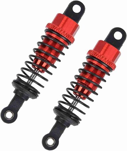 2PCS 1/18 Remote Control Car Metal Damper, Strong, sturdy, Excellent Damping Effect, Balanced Driving, 65mm Red, Made of quality material, comes with good elasticity springs, in Kuwait