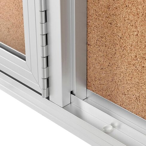 Global Industrial 3 Door Enclosed Bulletin Board, Self-Healing Cork, 2" Thick Lightweight Aluminum Frame, 72" W x 48" H, Shatter Resistant Acrylic Windows in Kuwait