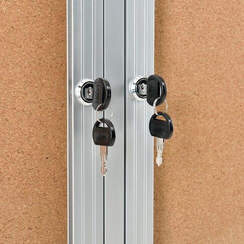 Global Industrial 3 Door Enclosed Bulletin Board, Self-Healing Cork, 2" Thick Lightweight Aluminum Frame, 72" W x 48" H, Shatter Resistant Acrylic Windows in Kuwait