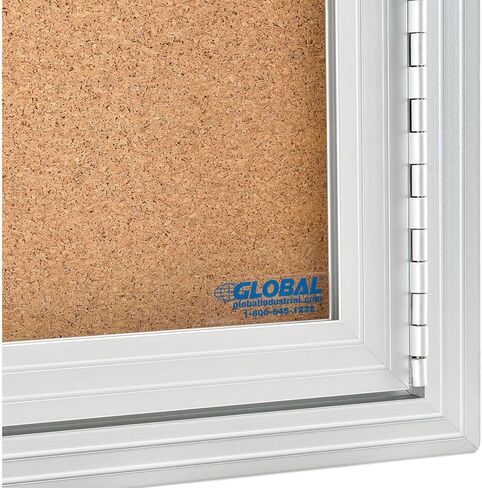 Global Industrial 3 Door Enclosed Bulletin Board, Self-Healing Cork, 2" Thick Lightweight Aluminum Frame, 72" W x 48" H, Shatter Resistant Acrylic Windows in Kuwait