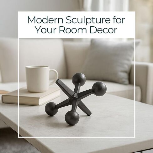 Black Metal Jacks Decorative Object – Abstract Sculpture Modern Home Decor Ornament – Shelf Styling & Coffee Table Decor for Bathroom, Office & Living Room – 7" x 5" in Saudi Arabia