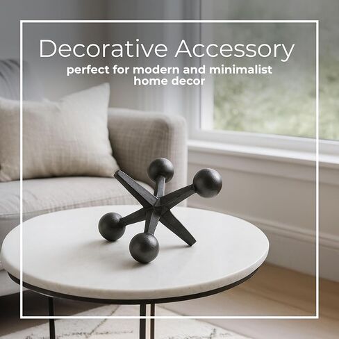 Black Metal Jacks Decorative Object – Abstract Sculpture Modern Home Decor Ornament – Shelf Styling & Coffee Table Decor for Bathroom, Office & Living Room – 7" x 5" in Saudi Arabia