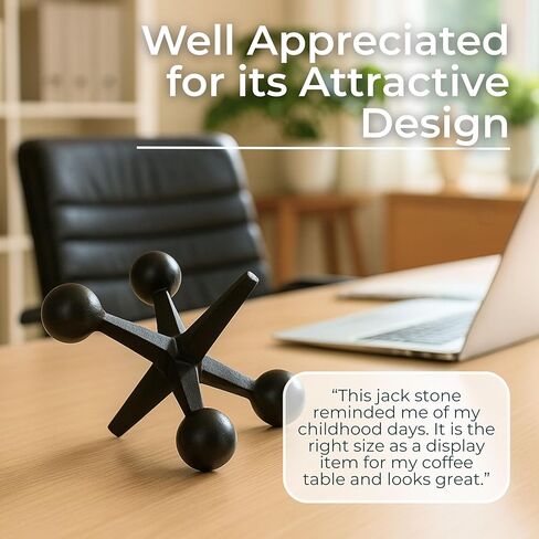 Black Metal Jacks Decorative Object – Abstract Sculpture Modern Home Decor Ornament – Shelf Styling & Coffee Table Decor for Bathroom, Office & Living Room – 7" x 5" in Saudi Arabia