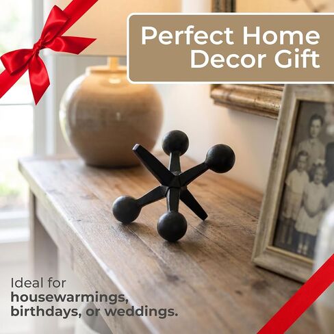Black Metal Jacks Decorative Object – Abstract Sculpture Modern Home Decor Ornament – Shelf Styling & Coffee Table Decor for Bathroom, Office & Living Room – 7" x 5" in Saudi Arabia