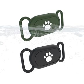 (2 Packs) Protective Cases Waterproof for Samsung Galaxy SmartTags 2,Doweiss Silicon Rubber Protective Cover Anti-Scratch for Pet Collars Fit for Galaxy SmartTags 2 Waterproof (Black + Army Green)