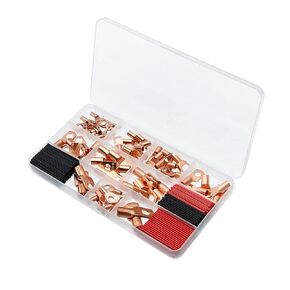 120Pcs Copper Wire Lugs with Heat Shrink Set, Battery Cable Lugs Battery Cable Ends Ring Terminals Connectors with Heat Shrink Tubing 10 Types Assortment Kit