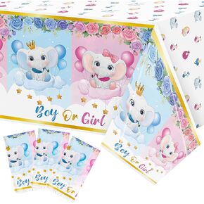 3Pcs Burnouts or Bows Gender Reveal Tablecloth Boy or Girl Plastic Table Cover He or She Party Decorations Supplies for Baby Shower Baby Gender Reveal Birthday Dessert Buffet Banquet Table Decor