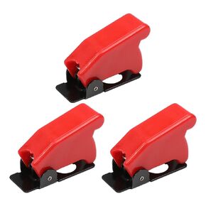 Fielect 3Pcs 12mm Mount Dia Toggle Switch Cover M12 Plastic Dustproof Waterproof Safety Flip Cover Cap Red for Rocker Toggle Switch