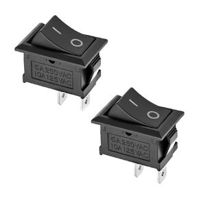 Fielect 5Pcs KCD1-101 ON/Off Boat Rocker Switch 2Pin 250V/6A 125V/10A Car Boat Black Rocker Switch Toggle