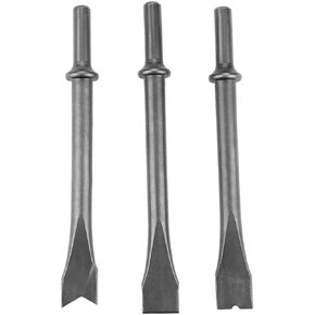 Pneumatic Chisel Set, 3pcs Air Pneumatic Hammer Chisel Bits with 10mm Extra Long Round Shank for Pneumatic Hammer Punch Chipping Bits Tool