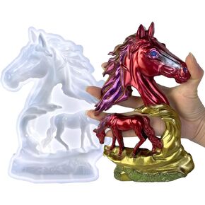 Large Horse Resin Molds Silicone, Cute Hollow Horse Epoxy Molds, DIY 3D Large Animal Silicone Molds for Resin Casting,Wall Hanging, Desktop Ornament Home Decor, Xmas Gifts