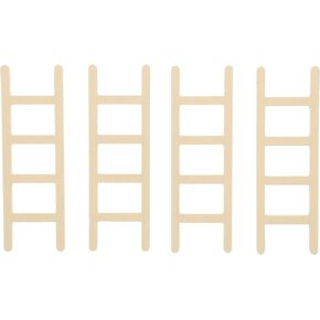 Toyvian Mini Wooden Step Ladder, Mini Wood Doll House Ladder, 1: 12 Miniature Ladder, DIY Craft Accessory, for Doll House Accessories, Fairy Furniture Ladder 4 Pieces