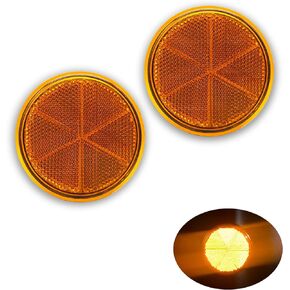 EMARK/DOT/CCC 2pcs Round Reflector Self Adhesive Stick on Trailer Driveway Mailbox(Amber)