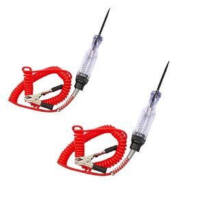 Test Light Automotive,2 Pcs 6V-12V-24V Circuit Tester,ABS Handle Material,Long Steel Probe Coating PU and Alligator Clip for Sedan, SUV, RV, Truck (Red)