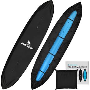 Obcursco 600D Kayak Cover Waterproof, 9.3-16.5FT Thickened UV-Proof, Tear and Fade Resistant Canoe Cover, Kayak Covers for Outdoor and Indoor Storage, Perfect as Kayak Accessories for SUP Paddle Board