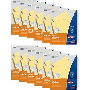 Avery Big Tab Insertable Dividers for 3 Ring Binders, 8-Tab Sets, Clear Tabs, 12 Sets (21937)