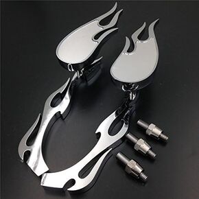 SMT-Chrome Billet Custom Running Mirrors Compatible With Harley Dyna Wide Glide Flame Style [B075VLVBPB]
