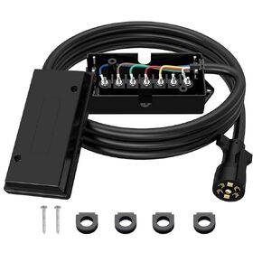 Aila Heavy Duty 7 Pin Trailer Wiring Harness, 6ft 7-Way Plug Cable for Brake & Light Control, Ideal for RVs, Trailers, Campers, and Towed Vehicles [10-14AWG]