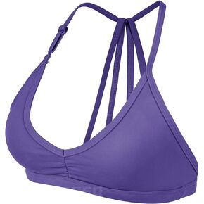 YEOREO Workout Sports Bras for Women Padded Strappy Open Back Gym Bra Lorelie Light Impact Criss Cross Yoga Crop Top Blue Violet L