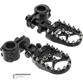 Motorcycle Highway Foot Pegs, FootPeg Pedals, 1.25 inch Highway Bar Footpegs Fit for Harley Touring Honda Kawasaki Suzuki Yamaha (Large Black)
