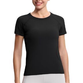 THE GYM PEOPLE Women's Seamless Workout T-Shirts Short Sleeve Slim Fit Shirts Breathable Running Tee Tops