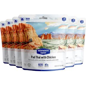 Backpacker's Pantry Pad Thai with Chicken | Freeze Dried Backpacking & Camping Food | Emergency Food | 44 Grams of Protein, Gluten-Free | 6 Count