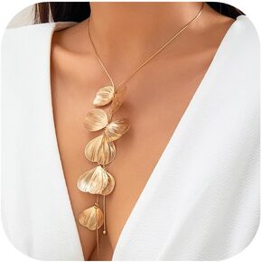 Gold Ginkgo Leaf Necklace for Women Dainty Jewelry Bra Chain Necklace for Party Valentine's day Y Necklace