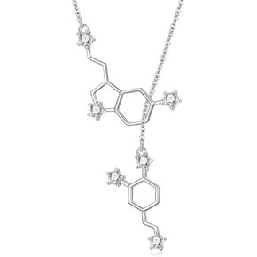 PELOVNY Serotonin Necklace 925 Sterling Silver Happiness Dopamine Molecule Lariat Y Necklace Science Jewelry Chemistry Gifts for Women Mom Girlfriend Her BFF