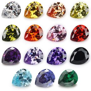 Pear Shape Mix 15 Color Cubic Zirconia Stone Loose CZ Stones Synthetic Gemstone for Jewelry Making