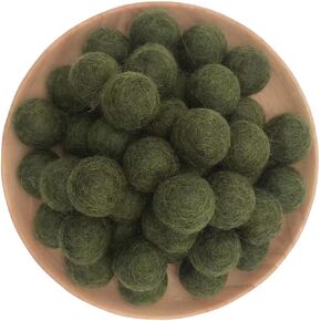 15mm 5/8inch Felt Wool Beads Balls Pom Pom Handmade DIY for Craft Garland Dream Catcher Baby Mobile Pompom Home Decor Christmas Nursery Party Birthday Wedding Props(ArmyGreen 15mm 30pcs)