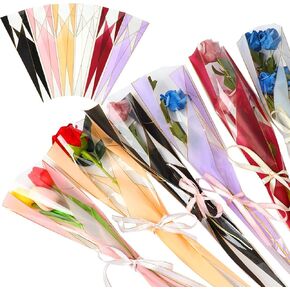 FOIMAS 120pcs Single Flower Sleeves Wrapping Bags Single Rose Florist Bouquet Packaging Bags for Floral Arrangement Supply Wedding Valentine's Day Mother's Day