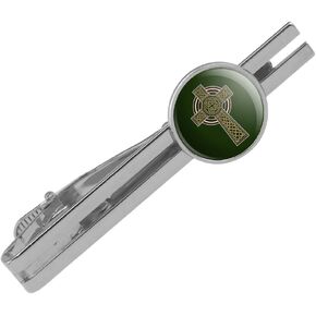 Celtic Christian Cross Irish Ireland Round Tie Bar Clip Clasp Tack Silver Color Plated